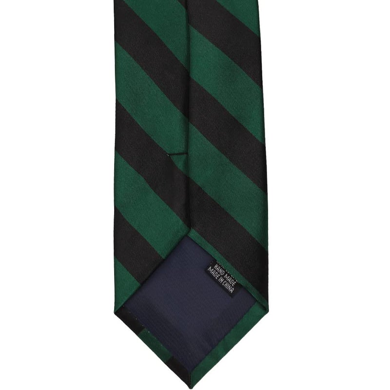 tiemart Men's Striped Tie Regular Length (Hunter Green and Black) - Image 5